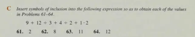 original order of operations task from Intermediate Algebra for College Students 