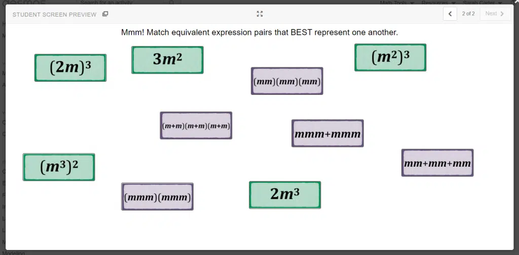 digital version of Mmm Exponent Task and Card Sort Activity