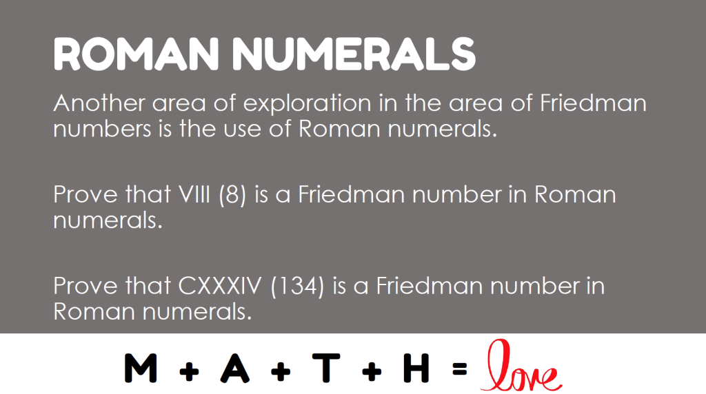 Roman Numeral Friedman Numbers