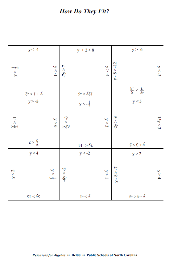 one variable inequalities square puzzle tarsia puzzle