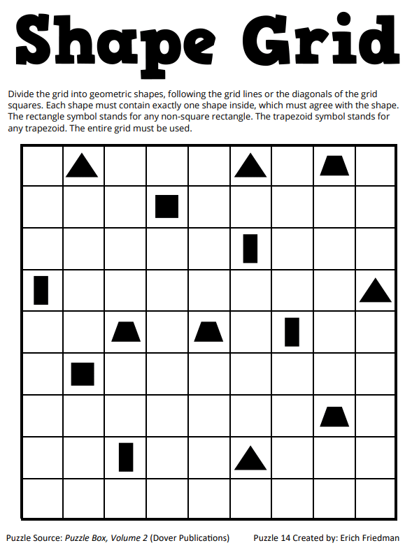 shape grid puzzle erich friedman