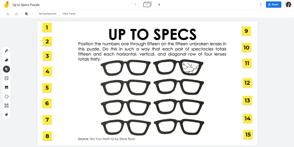 Up to Specs Puzzle on Jamboard. 