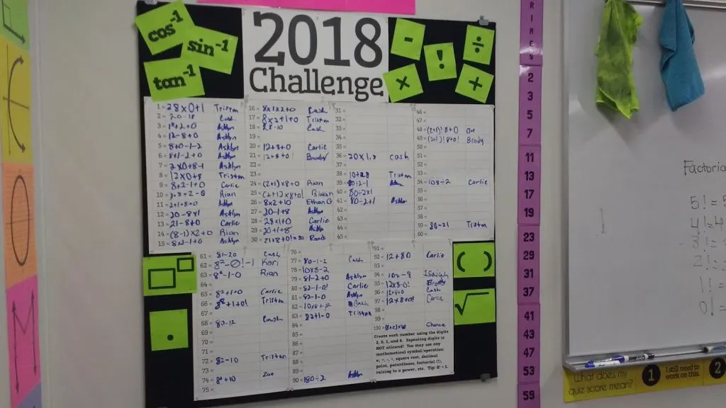 Student Solutions written on 2018 Challenge Bulletin Board. 