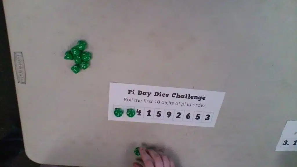 pi day dice challenge activity