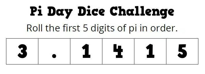 pi day dice challenge activity