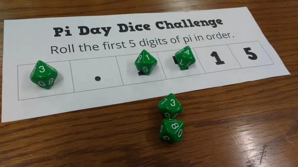 pi day dice challenge activity