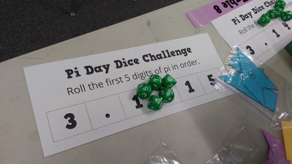 pi day dice challenge activity
