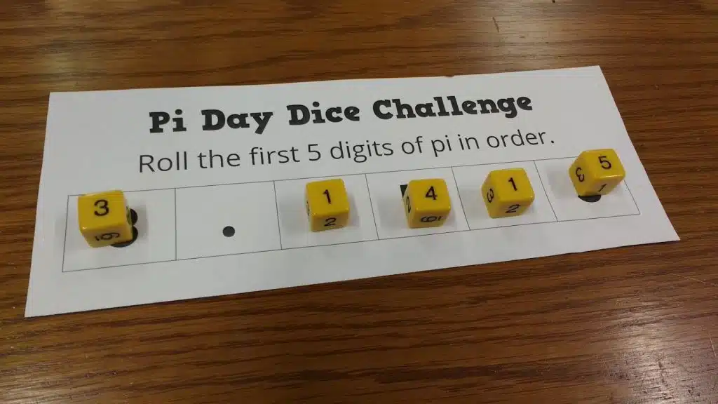 pi day dice challenge activity