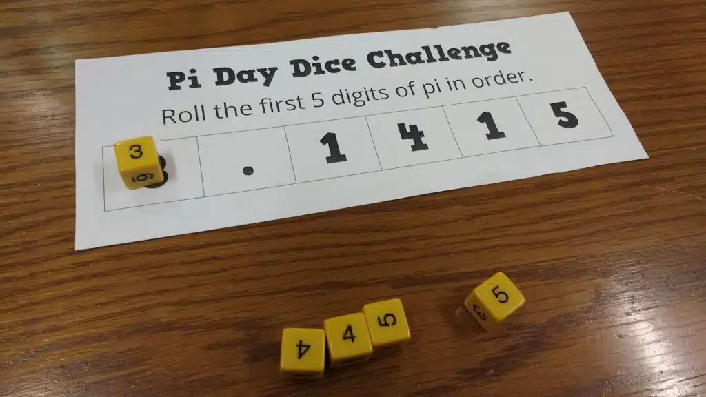 pi day dice challenge activity