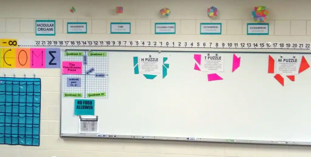 H Puzzle, T Puzzle, and M Puzzle on Dry Erase Board. 