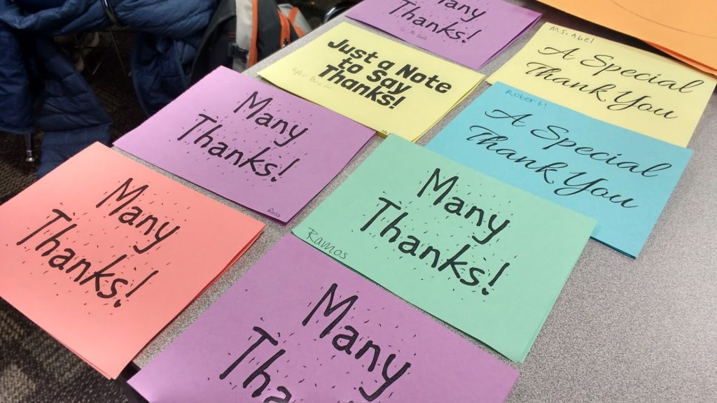 thanksgiving thank you notes written by students 