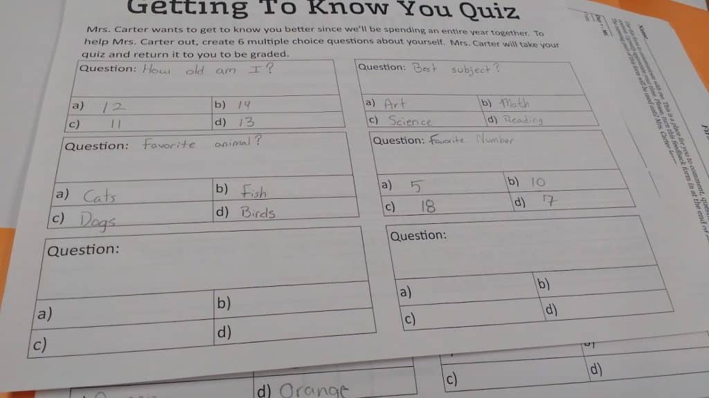 Getting to Know You Quiz