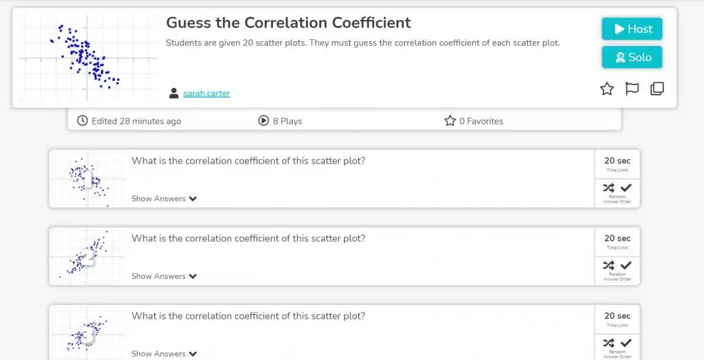 Guess the Correlation Coefficient Blooket Game