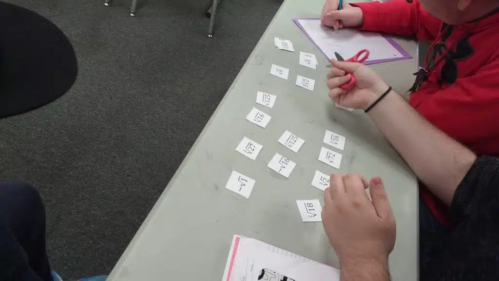 like radicals card sort activity algebra math 