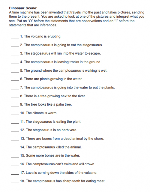 Reviewing Observations and Inferences with Dinosaurs | Math = Love