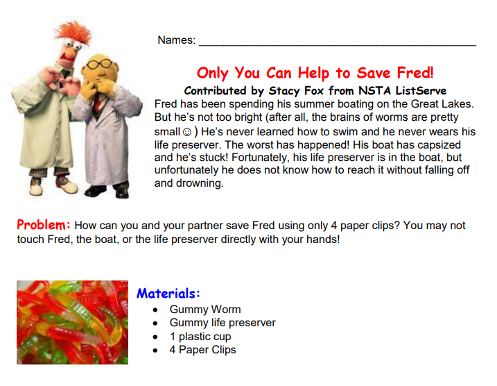 Save Fred Activity for First Week of School 