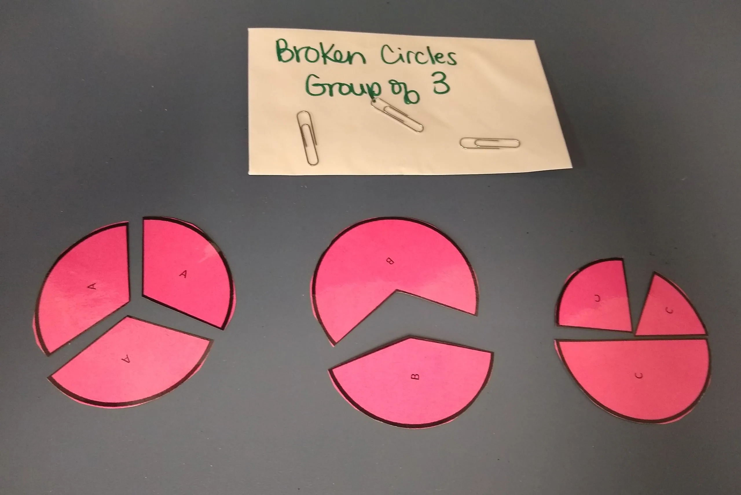 Broken Circles Pieces for Group of 3. 