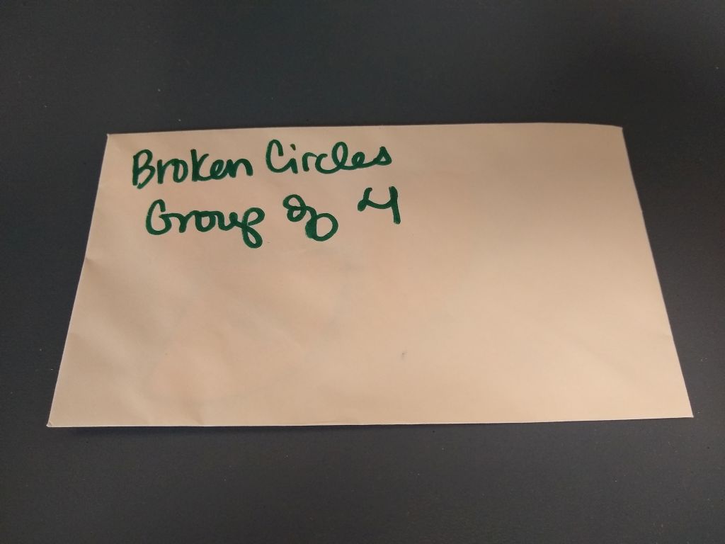 Broken Circles Group of 4 Envelope. 