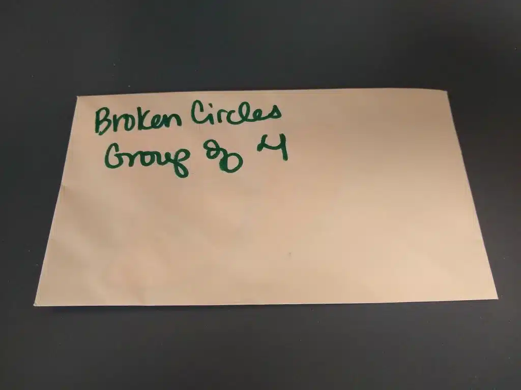 Broken Circles Group of 4 Envelope. 