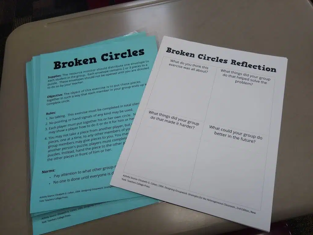 Broken Circles Activity Handouts. 