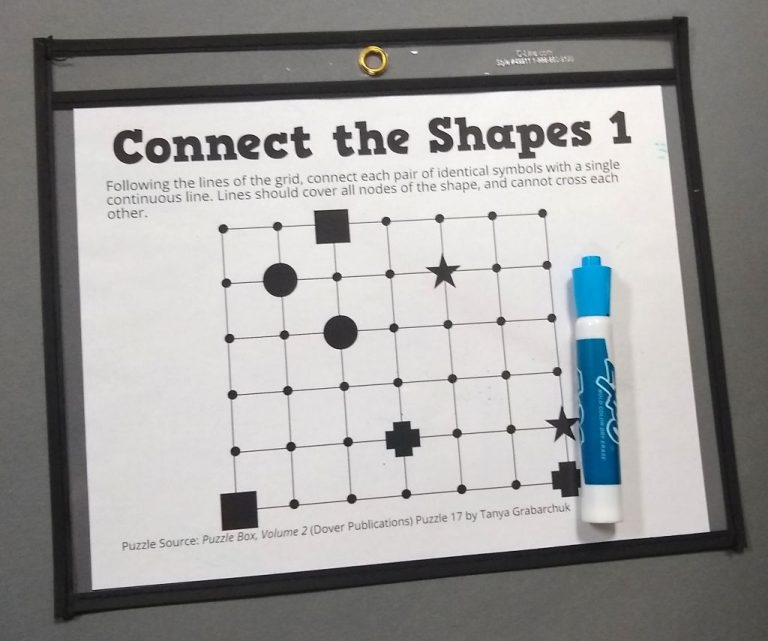Connect the Shapes Puzzle in Dry Erase Pocket.