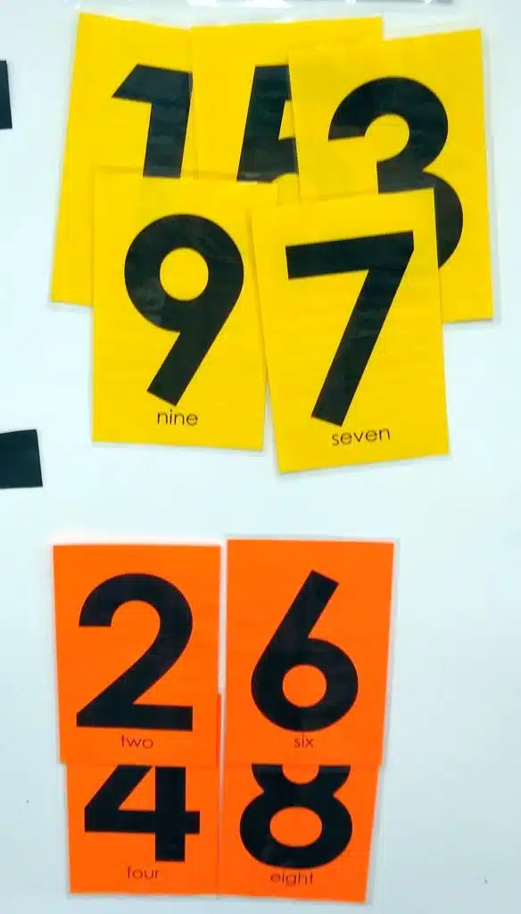 number cards for numerical tic tac toe game 