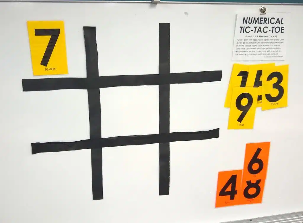 7 played in top left corner of tic tac toe board in numerical tic tac toe game