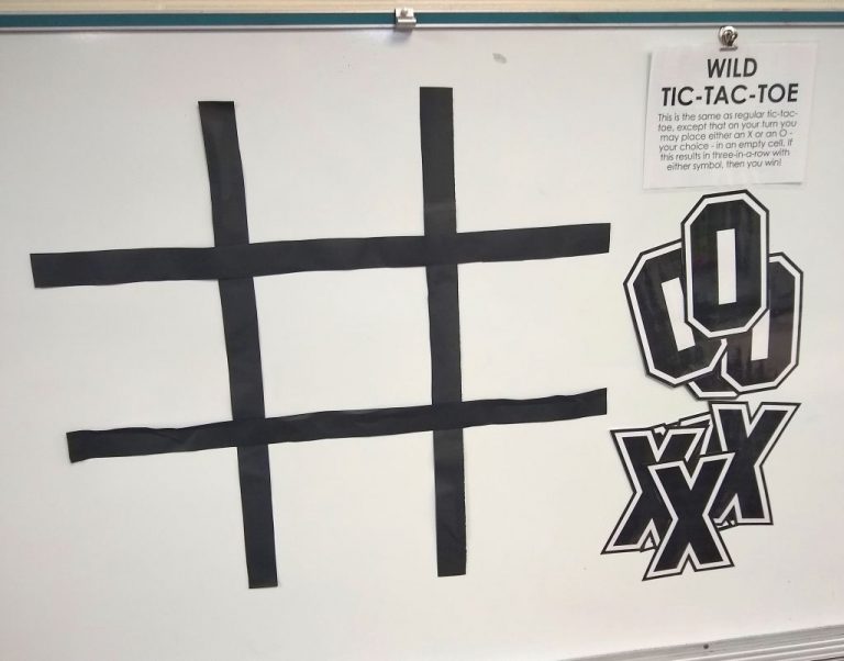 Wild Tic Tac Toe board with wild card