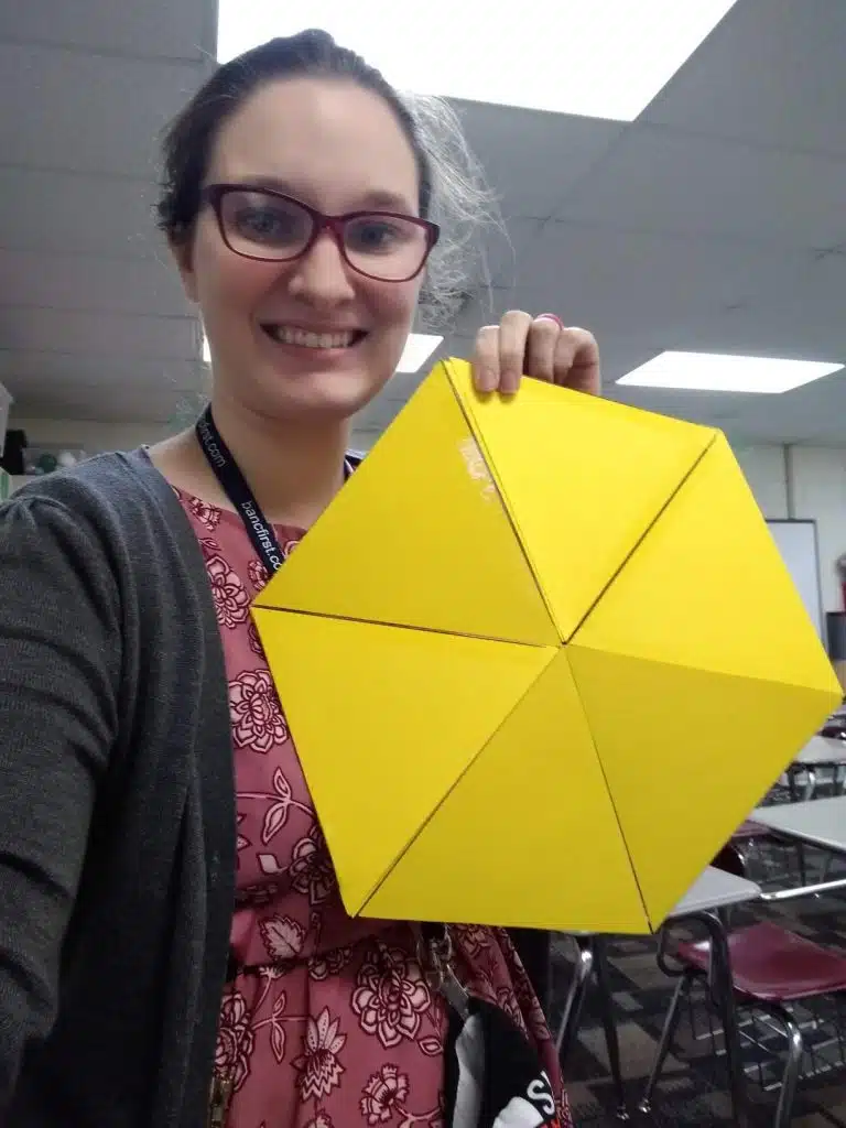 giant hexaflexagon to demonstrate folding. 