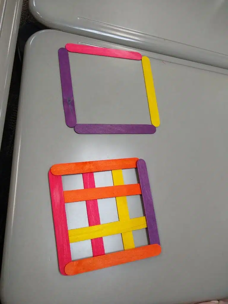 student work on let's make squares activity