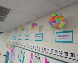 modular origami display in classroom