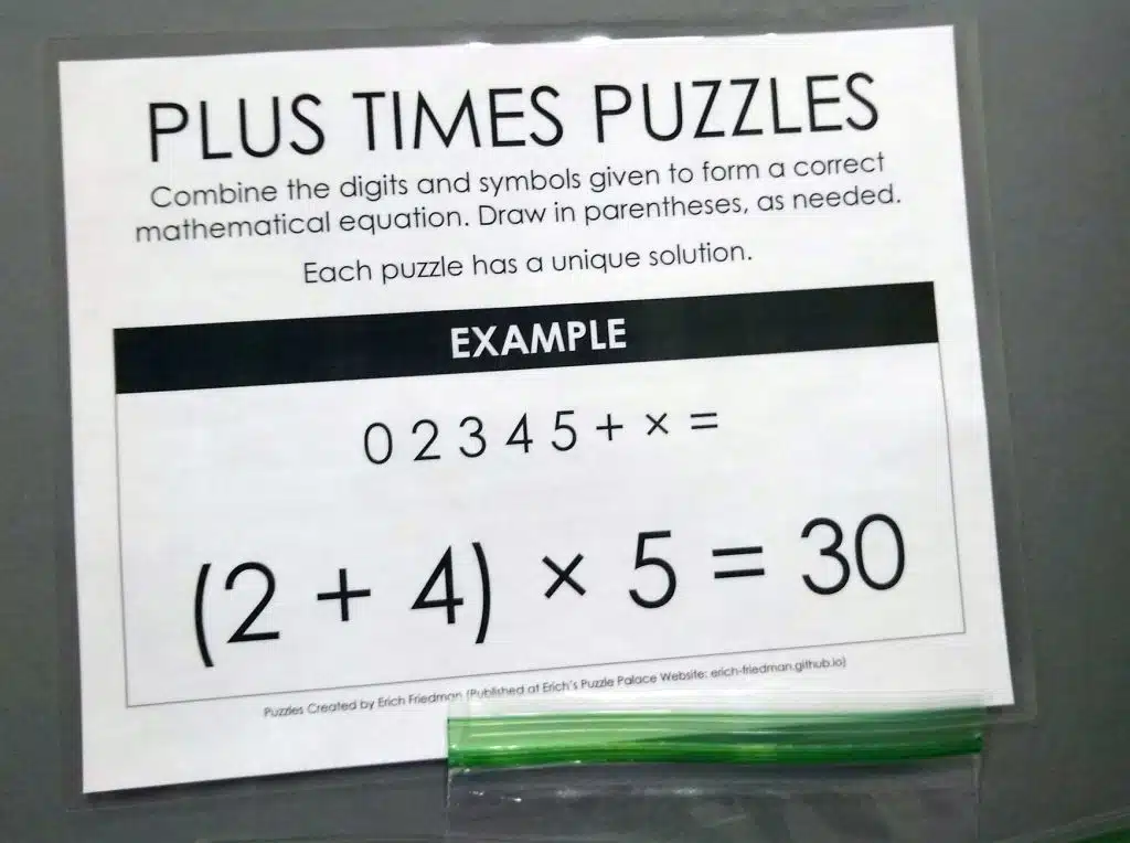 plus times puzzles erich friedman