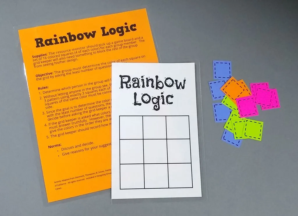 rainbow logic activity for first week of school 