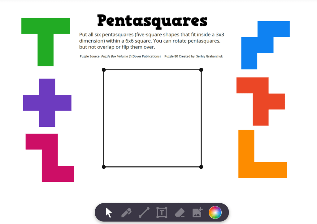 Pentasquares puzzle on polypad. 