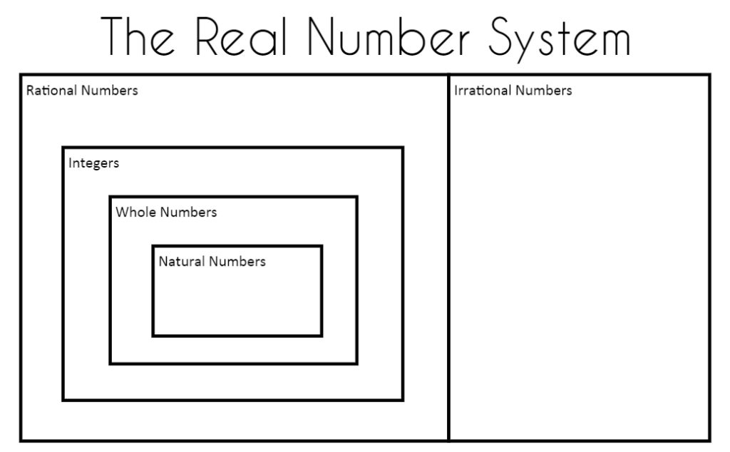 blank real number system graphic organizer. 