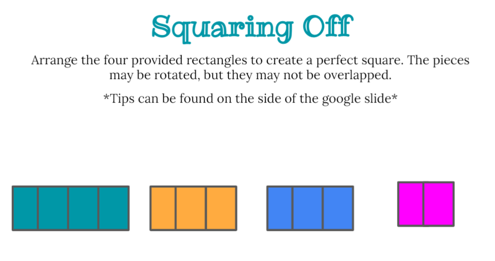 Digital Version of Squaring Off Puzzle on Google Slides. 