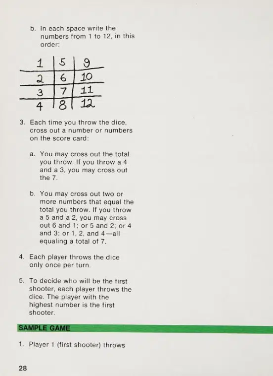 Tic Tac Toe Dice Game Instructions