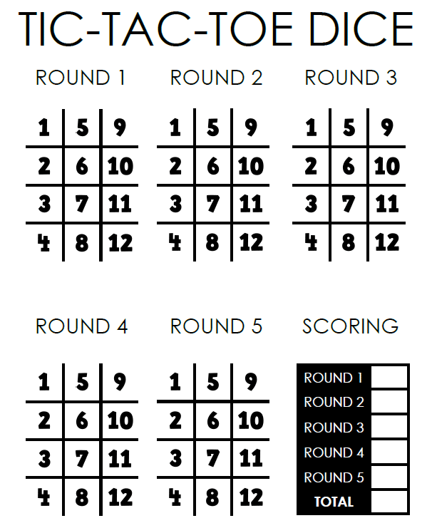 Tic Tac Toe Dice Game