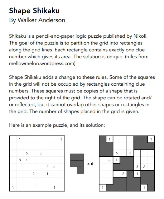 Shikaku Puzzles