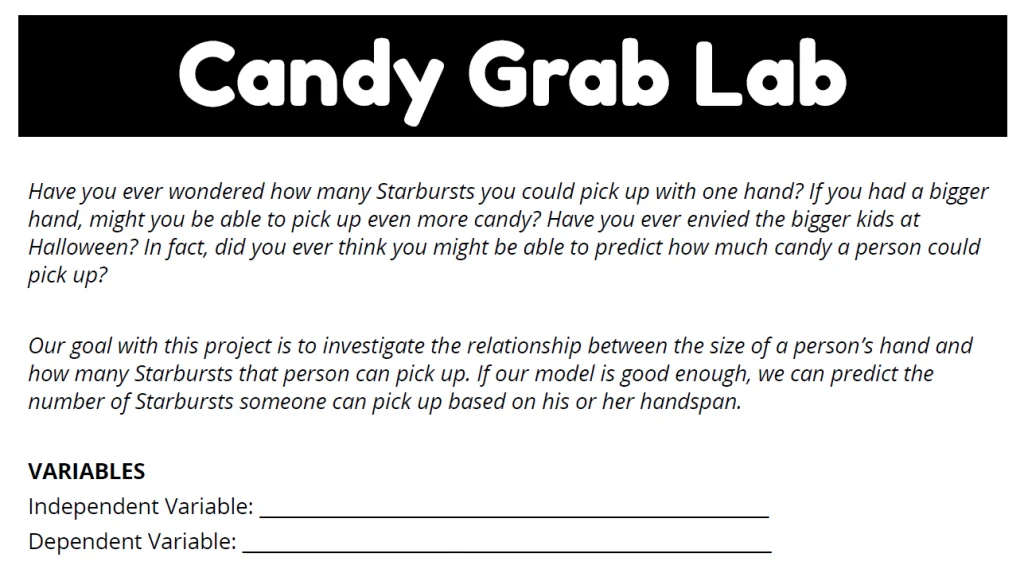 Candy Grab Lab for Linear Regression