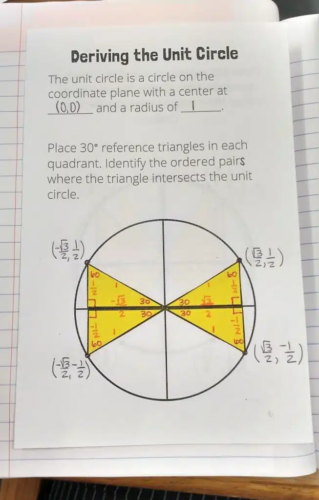 deriving the unit circle foldable