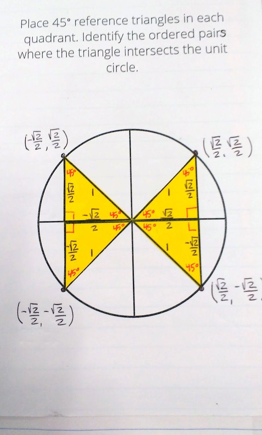 Blank Unit Circle Quadrant I