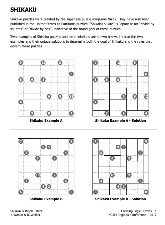 Shikaku Puzzles