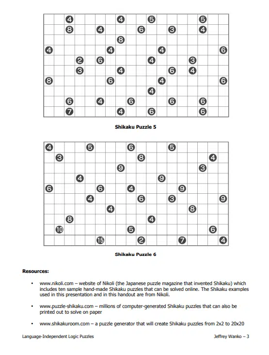 Shikaku Puzzles