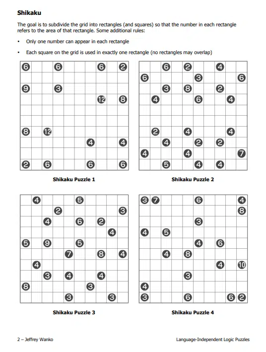 Shikaku Puzzles