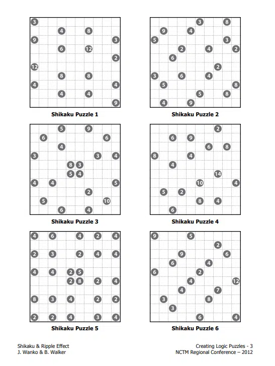 Shikaku Puzzles