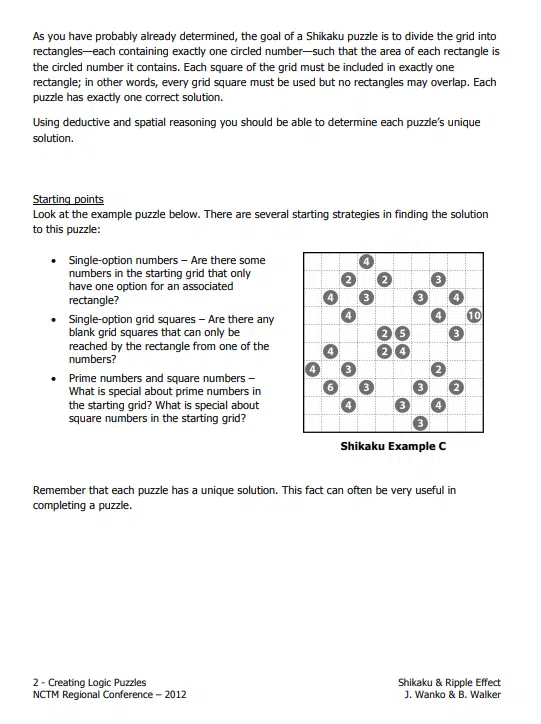 Shikaku Puzzles