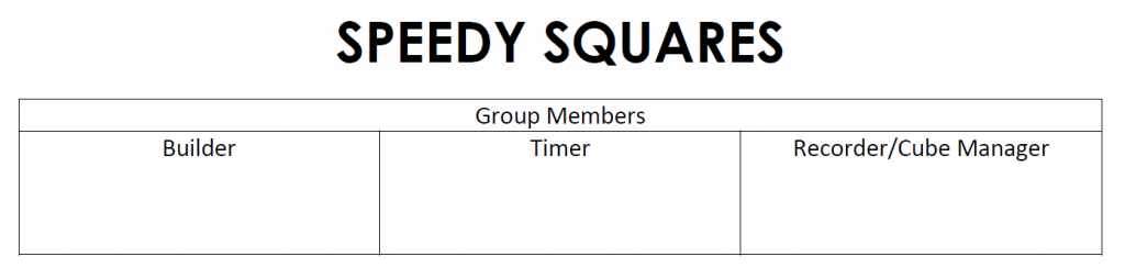 Group Member Jobs for Speedy Squares Activity for Quadratic Regression