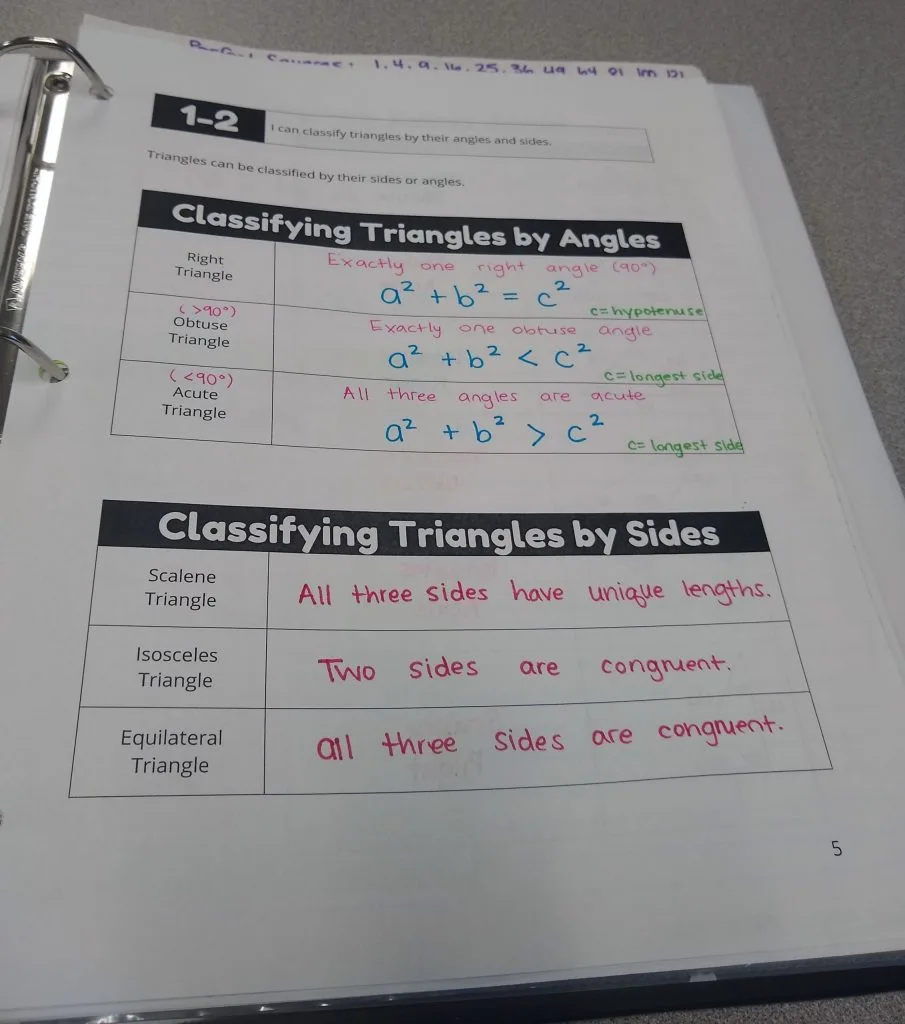 Classifying Triangles by Angles and Sides Notes