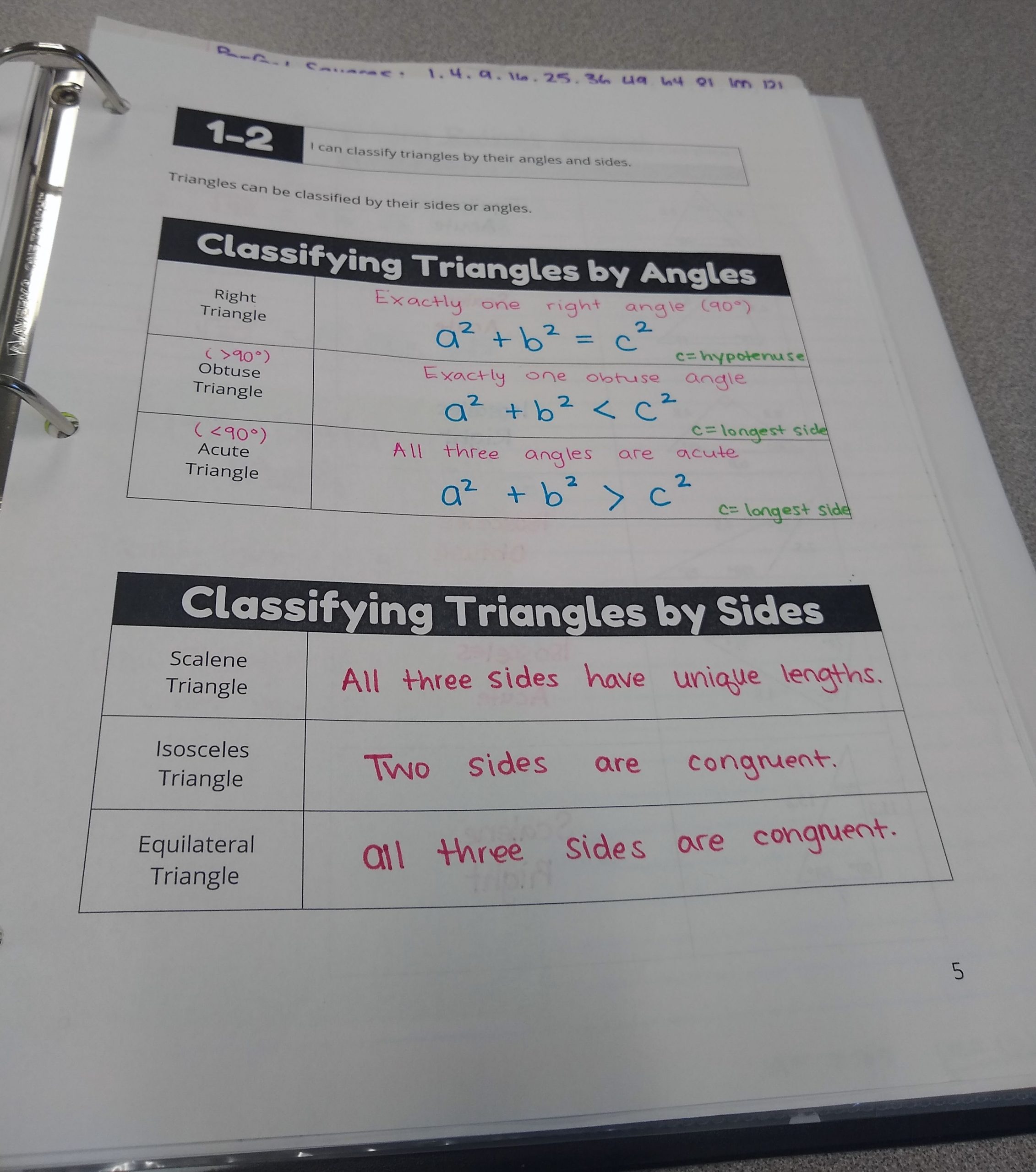 Classifying Triangle Notes.